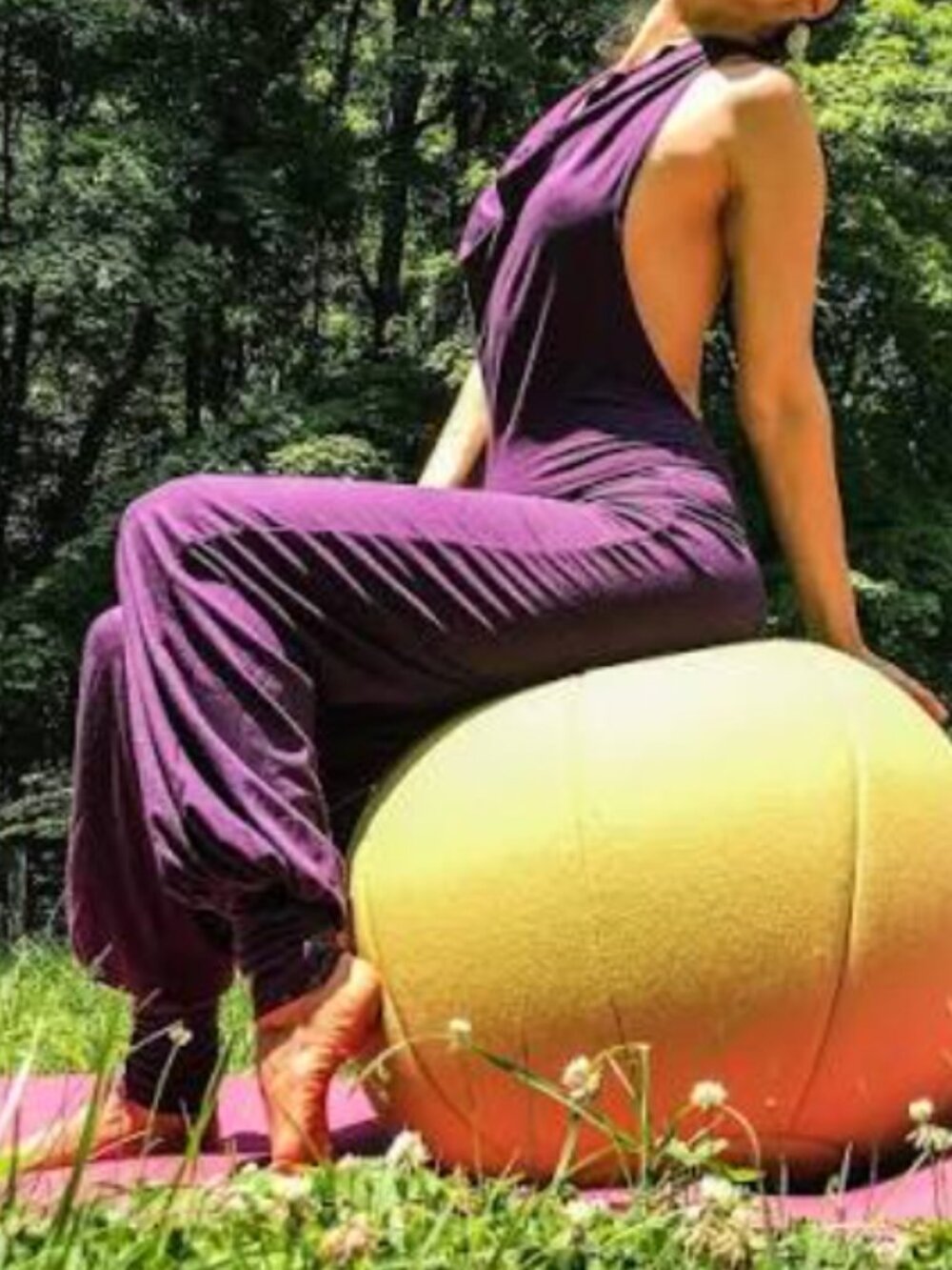NWT Aria Lattner Aria Backless Yoga Jumpsuit in Purple Women's size M
